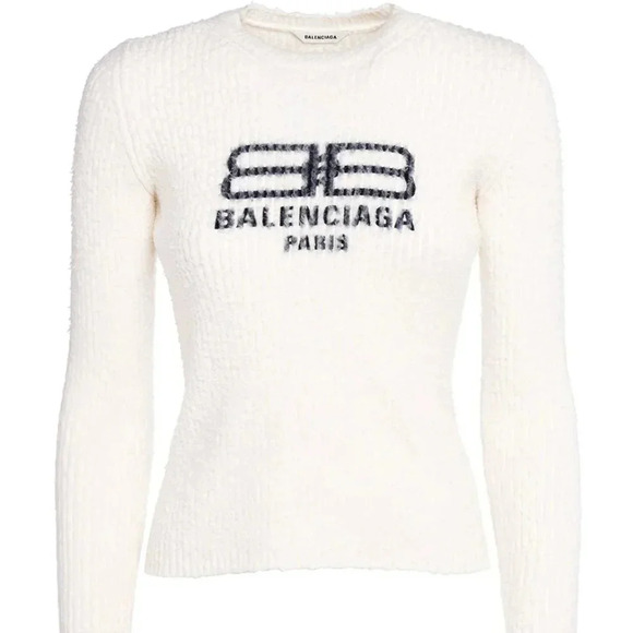 Balenciaga Logo Knitted Crewneck Top NWOT - Picture 1 of 6